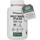 Pristine Holy Basil Kapselit - 500 mg Gluteeniton immuniteetti ja rentoutuminen Tuki Adaptogeeni täydentää - 60 päivän tarjonta - Tulsi Holy Basil Leaf Extract Kapselit - Vegan - ei-GMO
