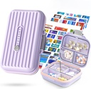 Matkustaa pilleri Organizer Box lääkkeiden etiketit, 2Pack 7 Osat Kannettava pilleri tapauksessa, Päivittäinen lääkitys Organizer säilytys Pill Container Pill Pilleri Pilleri Pilleri Pilleri Pilleri Pilleri Pocket Pharmacy(Violetti, S+L 2pack)