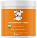 Happy Immuniteetti USDA Certified Organic Mushroom Complex for Dogs, Organic Cordyceps Shiitake Reishi, Vegan Mushroom Blend Powder Canine Supplement, Advanced Mushroom Mix, Non-GMO, 3,5 oz
