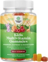 Kasvipohjaiset lapset Multivitamiini Gummies - Monivitamiini lapsille Immuuni tuki vitamiineja A, C, D3, E, B6 & B12, Sinkki & Jodi - Lasten vitamiinit puristava Formula vahva terveys - 90