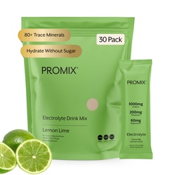 ProMix Nutrition Electrolytes Powder Packets - Sokeriton, Nolla-kalori, Stevia ilmaiseksi, Fasting Friendly, Natural Himalayan Vaaleanpunainen suola - sitruunan limetti - 30 tarjoilua (Pakkaus 30)