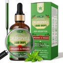 Orgaaninen klorofylli Liquid Drops Liposomal for women & Men, 6-in-1 Greens Superfood Vegaani klorofylli w/spirulina, vehnäruoho, C-vitamiini B12 A internal deodorant*, energia, digestiivinen,1Packs/2 Fl Oz