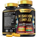 Mushroom Complex Supplement - 13in1 Formula - Blend Lion's Mane Mushroom, Cordyceps Sinensis, Reishi, Turkey Tail, Maitake, Chaga, Shiitake, Enoki, & More - 120 Kapselit 4 kuukautta