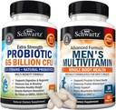 Advanced Daily Miesten Multivitamiini C-vitamiini B D3 E ja sinkki (1 kuukausi tarjonta) Plus 65 miljardia PMY Päivittäinen probiootti täydentää (1 kuukausi tarjonta)