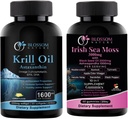 Antarktis Krill Oil 1600mg kanssa Astaksantiini 2mg ja Irlanninmeri Moss Gummies 3000mg kanssa Black Seed Oil ja Ashwagandha 2000mg
