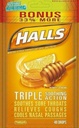 Halls Menthol - Yskän Suppressant / Oral Anestetic, Honey-Lemon, Drops, 40 ct. pakkaus 2