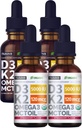 (4 pakkaus) D3-vitamiinia K2 - tippa Mauttomia ja mansikkamakuja - suurin vahvuus D-vitamiinia Liquid 5 000 IU MCT Oil Omega 3 - Ei täyteaineita, ei-GMO-neste D3 immuunitukeen, 2 Fl Oz Each