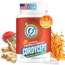 Cordyceps Mushroom Capsules - Immuuni- ja energiatuki täydentää Cordyceps Militaris, Maca Root, Ginseng, Rhodiola, Sienentä, kestävyys, kestävyys, urheilullinen suorituskyky, 60 kapselia