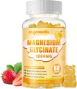 Magnesium Glycinate Gummies 1000 mg - Sokeriton magnesium Kaliumlisä D-vitamiini, B6, CoQ10 rauhoittaa mielialan ja unen tukea - 60 Orange Gummies