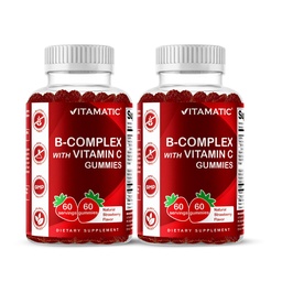 Vitamiini B-vitamiini Complex Gummies C-vitamiinia ja inositolia - luonnollinen mansikka maku - 60 Gummies (2 pullot)