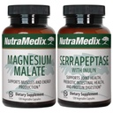 NutraMediax Fitness Plan Supplement Bundle - Sisältää magnesium Malate energia & urheilullinen tuki ja Serrapeptaasi yhteisen ja liikkuvuuden hyvinvointi - Fitness Support Supplements -2-Piece Capsule Set