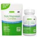 Triple Magnesium Complex 180 tablettia + Sinkki Complex Vegan Bundle, korkea imeytyminen Kelatoitu magnesium + 25 mg kelatedsinkkipikolinaatti & bisglysinaatti kuparilla, Igennus