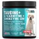 Tauriini täydentää koirille L-karnitiini ja Coenzyme Q10 (CoQ10): Eläinlääkärin lausunto Laajennettu sydän (DCM), Kongestiivinen sydämen vajaatoiminta, Tauriini puute: 3-in-1 .