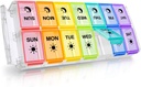 Pill Organizer 2 Kertaa päivässä, Fullicon Quick Fill Suuri viikoittain PM pilleri laatikko, Medicine Organizer 7 Päivä, Päivittäinen pilleri Asiat - Sateenkaari (Patentti rekisteröity)