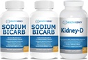 Natriumbikarbonaatti 650 mg kapselit Acid Relief, Alkalinity 120 pillereitä 2-Pack + munuais-D munuaislisä. D-vitamiini optimoitu munuaistukea varten.