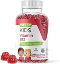Vitey-vitamiini B12 lapsille Gummies, 1000 mcg - Aineenvaihdunta, Natural Energy Support - Vegan, Liivate, Gluteeniton, GMO-vapaa - Tasty Pureskeltava B12 Vadelma Maku