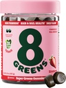 8Greens Supergreens Kauneus Gummies Collagen & Biotin ... Supergreens Powder Superfood Gummy for Healthy Skin, Hiukset, kynnet, hehku, ja kiinteys, Superfood Booster, Mansikka maku, 50 kreivi