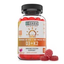 Zhou D3+K2 - D3-vitamiinin D2 täydennys naisille ja miehille, Immunotuki Vit D3 ja K2 Gummy, Liivate Ilmainen Formula 5000 IU D3 ja MK-7 - 60 Kasvis Gummies (Pack of 1)