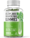 Selleri Juice Fiber Gummies for Aikuinen - Prebiootti Selleri Juice Gummy for Detoxification Support & Supergreens Boost with sellerimehu, klorofylli, & Prebioottikuitu - 60