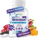 10-in-1 Antioksidanttien liite, 1700MG Super Antioksidantti naisille ja miehille, tehokas antioksidanttien kanssa NAD, NMNH, Coq10, Resveratrol, solujen korjaus ja vähentäminen vapaiden radikaalien vaurioiden, 60 kapselia