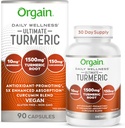 Orgain Ultimate Turmeric Supplement 1500mg, Curcumin ja Bioperine Black Pepper Extract kasviperäisten Blend, tukee antioksidantti ja Heart Health - 90 kapselia, 1 kuukausi tarjonta