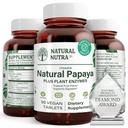 Natural Nutra Papaya Pureskella Enzymes for Digestion and Body Cleanse - Tukee Ruoansulatuskanavan häiriö - Ravintoaine imeytyminen ja vähentää turvotusta - 90 Vegaanitabletit