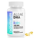 Algal Sourced Omega-3 & DHA Softgels for Kids, Brain, Eye and Heart Health, Cognitive & Immune Function, Learning, Social Development - Non-GMO - 200 mg - 45 Day Supply - 90 t