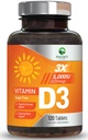 D3-vitamiini 55000iu (125 mcg) Immuunin terveystuki - korkea teho D-vitamiinin ravintolisä luun, hampaiden, lihasten - luonnon VIT D, Vegan, Gluteeniton, Vadelma maku - 120 purutablettia