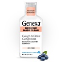 Genexa Clean Cough & Chest Congestion Relief, Dye Free, 0% Keinotekoiset lisäaineet, Multi-Symptom Maximum Strength Relief Siirappi, Yskän puristusaine, Organic Blueberry Flavor, 6 fl oz