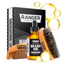 Parta Kit by Ranger Grooming Company by Leven Rose, 100% Organic Natural Tuoksuva Ilmainen Tuoksumaton Partaöljy, Karhu Bristle Parta Harja, Natural Wood Comb Parta Care Starter Set for Men