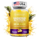 Magnesium Glycinate Gummies 600 mg, ei-GMO, gluteeniton, Magnesium Gumies aikuisille ja lapsille, uni, rentoutuminen &focus, ananas maku 60