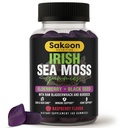 Irish Sea Moss Gummies with Elderberry & Black Seed Oil - Kaikenlainen hyvinvointi Tuki ...Rich in Vitamiinit, Vadelma maku 60 Gummies