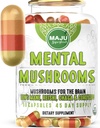 Mental Sienikapselit, Organic Extract Supplement w/Lion's Mane, Cordyceps, Reishi ja Chaga, Boost Your Focus, Energy, Wellness ja Immuunijärjestelmä - Nootrooppiset sienet, Immuunituki 90ct