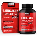 Force Factor Longjack Tongkat Ali Max miehille, miesten kestävyys ja elinvoima Superior Absorption, 1200 mg, 60 kapselia