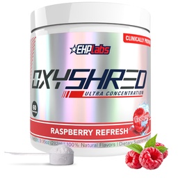 EHP Labs OxyShred Pre Treenout Powder - Preworkout Powder with L Glutamiini & Acetyl L Carnitine, Energy Boost Drink - Vadelma Refresh, 60 tarjoilua
