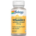 SOLARAY-vitamiini E 1000 IU Softgel-kapselit, 670 mg - d Alfa-tokoferoli- E-vitamiinilisät - ihon terveys, sydäntoiminta ja antioksidantti tuki - 60 päivän takuu - 60 tarjoilua, 60 Softgelia