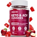Keto ACV Gummies Advanced Weight Loss, Keto Gummy Supplement for Women and Men, 1500MG Apple Sider Viinietikka & Vitamiini B12, Vegan & non-GMO, Detox & Cleanse, Low-Carb, 60