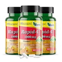 America Medic & Science Rapid-C 1000 mg C-vitamiinin täydentää (3 pakkaus 100 tablettia) Energy Booster, Päivittäinen immuunijärjestelmän tuki, antioksidantti ... Vegaani, GMO päällystetty askorbiinihappo aikuisille miehille ja naisille