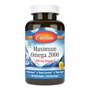 Carlson - Maximum Omega 2000, 2000 mg Omega-3 rasvahapot mukaan lukien EPA ja DHA, Wild-Caught, Norwegian Fish Oil Supplement, kestävästi lähdetty kalaöljy kapselit, sitruuna, 60 Softgels