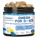Omega 3 koirille, joilla on lohiöljyä, kalaöljyä koirille, iho- ja turkkilisä, koiran allergiaa lievittävä, hot spot hoito, kuivuudenesto, hip & Joint tuki EPA & DHA, Biotiini, E-vitamiini