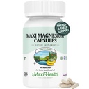Maxi Health Magnesiumkapselit - Energiatuotanto - Lihas- ja hermoterveys - Luutuki - Magnesiumlisä magnesiumoksidista, magnesiumglutamaatista ja magnesiumsitraatista - 90 Count by Maxi Health