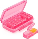 Viikottainen pilleri Organizer 2 Kertaa päivässä Kosteutta kestävä Design, Vaaleanpunainen AM PM Pill Box 7 Päivä helppo täyttää, Kannettava pilleri tapauksessa matkustaa, suuri pilleri haltija vitamiini, kalaöljy, täydennysosa