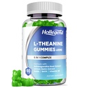 L-Theanine Gummies, l'theanine 400mg Ashwagandha, GABA, 5HTP, L-Theanine Chewable Supplement for Relax, Zzz & Focus Support, Vegan, Lemon Flavor, 60 Counts