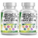 Clean Nutraceuticals Oil Valkosipuliuute Olive Leaf Musta siemenöljy - Immuunituki & Ruoansulatusterveys täydentää naisten ja miesten D3-vitamiinia & Sinkki - 2Pack