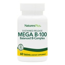 NaturesPlus Mega B-100 Complex - 60 kestävä Julkaisutabletit - Balanced B Complex - Energy Support - Kasvisruokaa, Gluteeniton - 60 tarjoilua