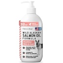 Wild Alaskan Salmon Fish Oil for Dogs - 32 oz. of Fish Oil Formula - Pump Cap pullo - Sisältää Omega-3 ja 6, D-vitamiini, EPA, ja DHA terveelle iholle ja takki