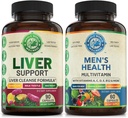 Maksan Cleanse Detox korjaus Formula & miesten päivittäin Multivitamiinit Bundle (yksi pullo kukin). Kollektiivisesti tukee maksan terveyttä, kokonaisvaltaista hyvinvointia, tehostettua energiaa, kestävyyttä ja suorituskykyä. USA Made.