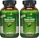 Irwin Naturals Biotin-6000-60 Liquid Soft-Gels, 2 kpl pakkaus - Tukee voimaa ja suojaa hius- ja kynsiltä - avokadoöljy, kookosöljy, luteiini & Zeaksantiini - 60 yhteensä