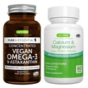 Vegaani Omega-3 + kalsium- ja magnesiumkompleksi Vegaani Bundle, kestävä EPA & DHA Algae Oil 1340mg + 2:1 Plant Based Algae Mineral Complex, Igennus