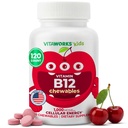 Lasten B12-vitamiini 1000 mcg Purutabletti - Tasty Natural Cherry Flavor - Vegaani, GMO-vapaa, gluteeniton, Pähkinätön - Ravintolisä - Cellular Energy Vitamiinit lapsille - 120 purutablettia
